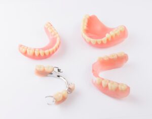 set of partial dentures